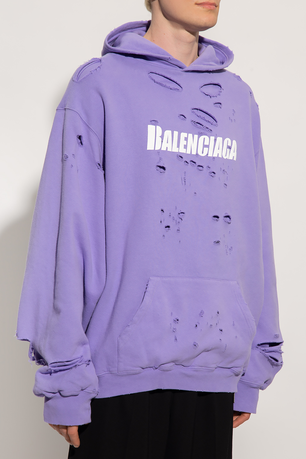 graphic print fleece sweatshirt Purple Hoodie with faded effect